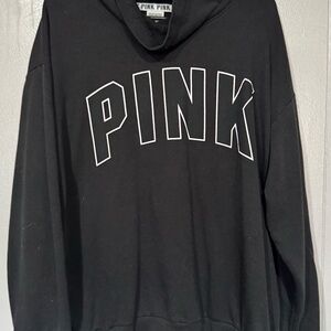 PINK Victoria's Secret Black Hoodie with White Lettering